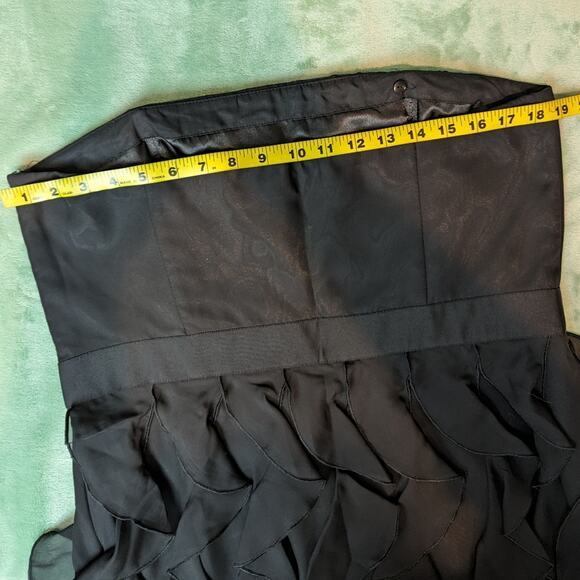 White House Black Market Strapless Ruffle Chiffon Lined Knee Length Dress 14 - Picture 6 of 6